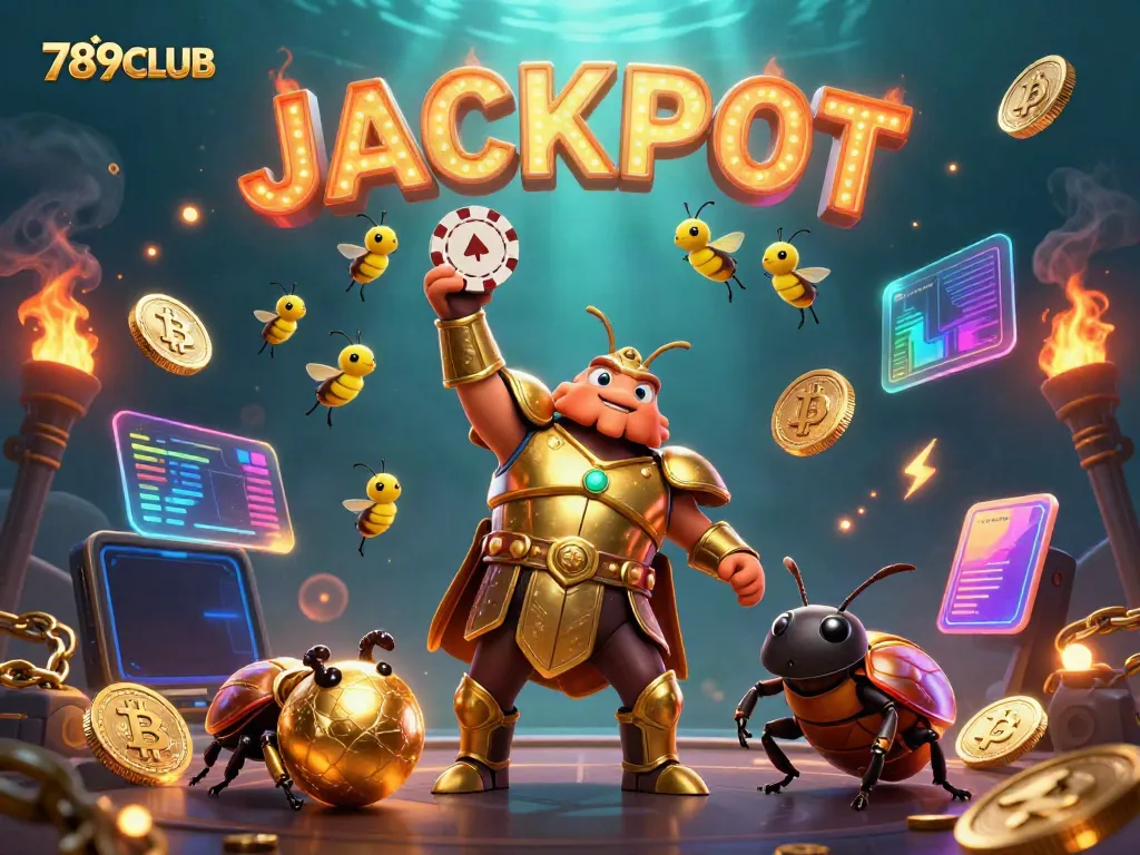 Experience the excitement at 789CLUB with vibrant 3D characters celebrating a casino jackpot.