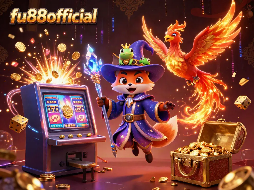 Experience the excitement of fu88offical with a massive jackpot explosion from a 3D slot machine, featuring mystical characters.