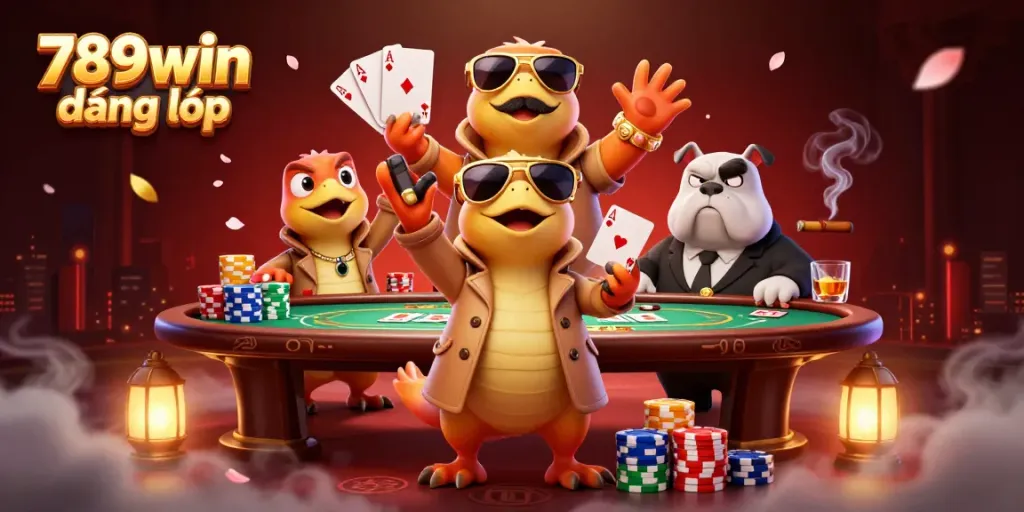 Engage in thrilling action with 789win đăng nhập as cartoon raptors attempt VIP entry at a casino.
