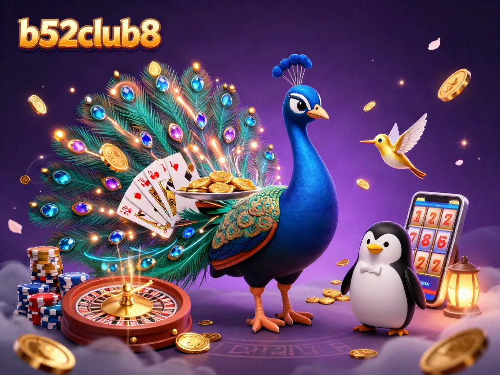 Win big at b52club8 with vibrant casino scenes featuring luxurious game elements and colorful characters.