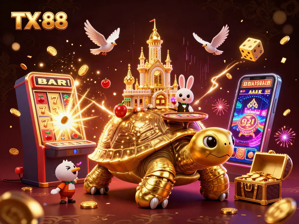 Spin to win at TX 88 with golden tortoise casino palace, jackpot slots, and thrilling gameplay!