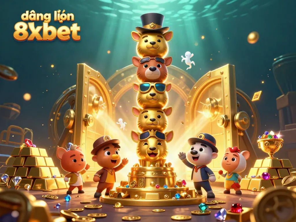 Engage with the thrilling experience of đăng nhập 8xbet, illustrated with vibrant casino elements and characters.