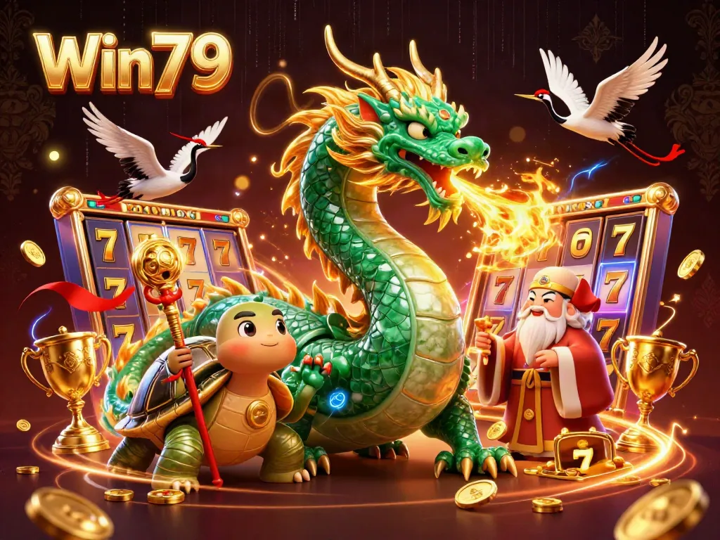 Experience the thrilling world of Win79 with vibrant characters and dynamic slot game elements.