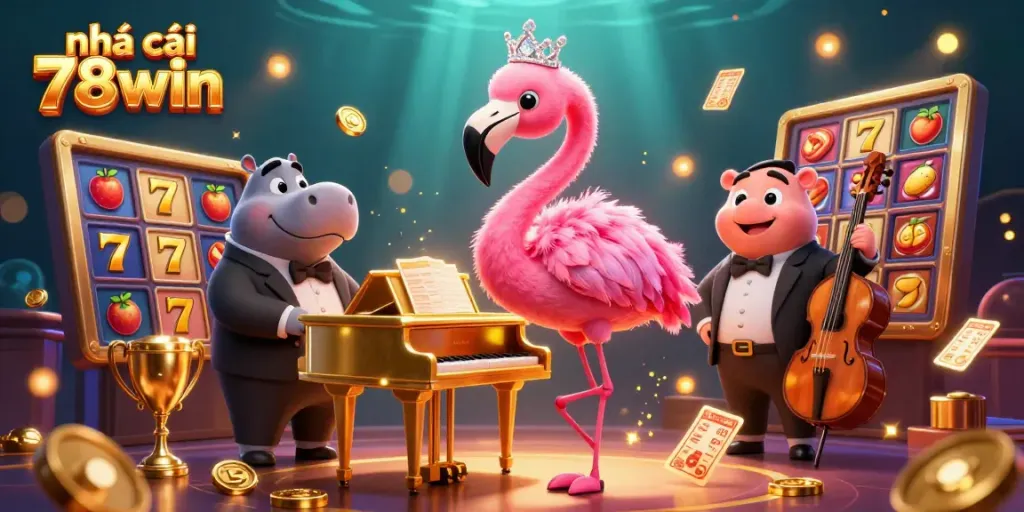 Experience the thrilling world of nhà cái 78win with an exciting casino scene featuring colorful characters and elements.