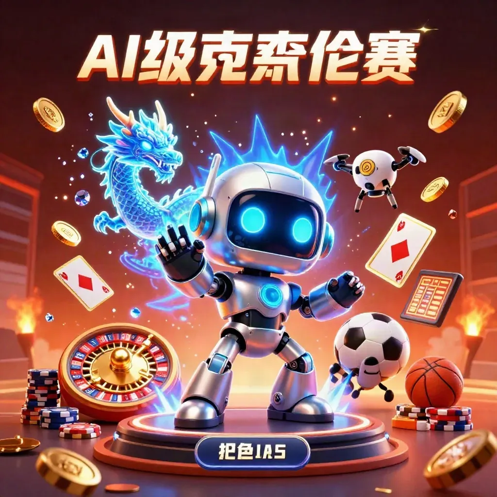 Chrome robot, holographic dragon and coin drone burst through casino treasures and sports bets.