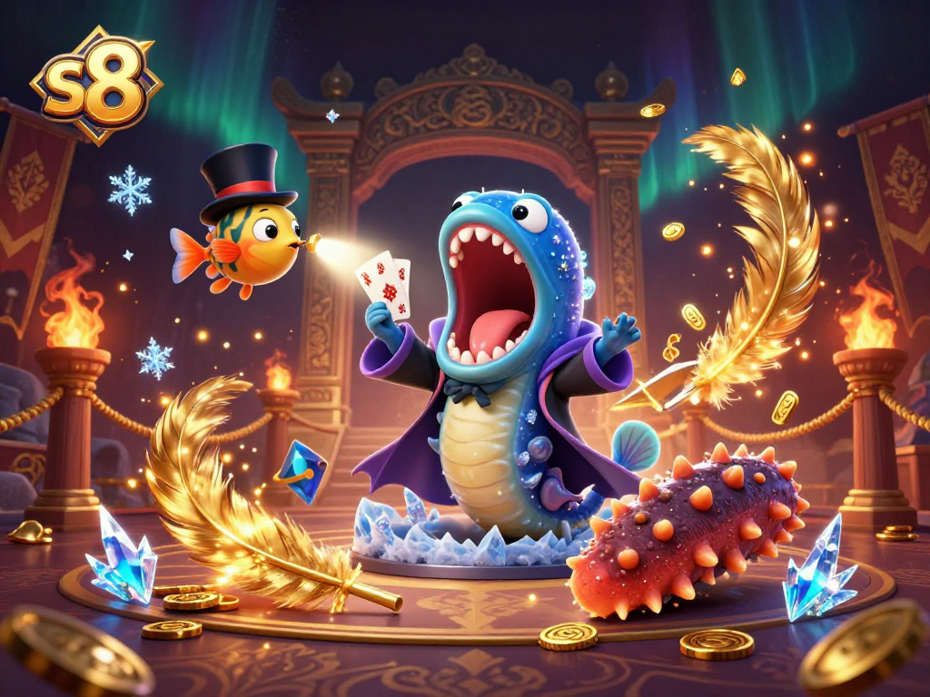 Exciting s8 card tricks in a underwater casino scene with vibrant characters