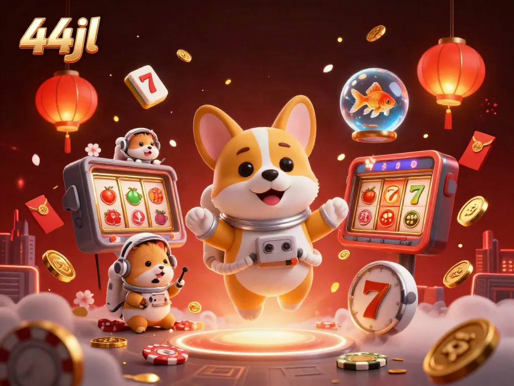 Play with excitement in 44jl's vibrant space casino featuring engaging games and lively characters