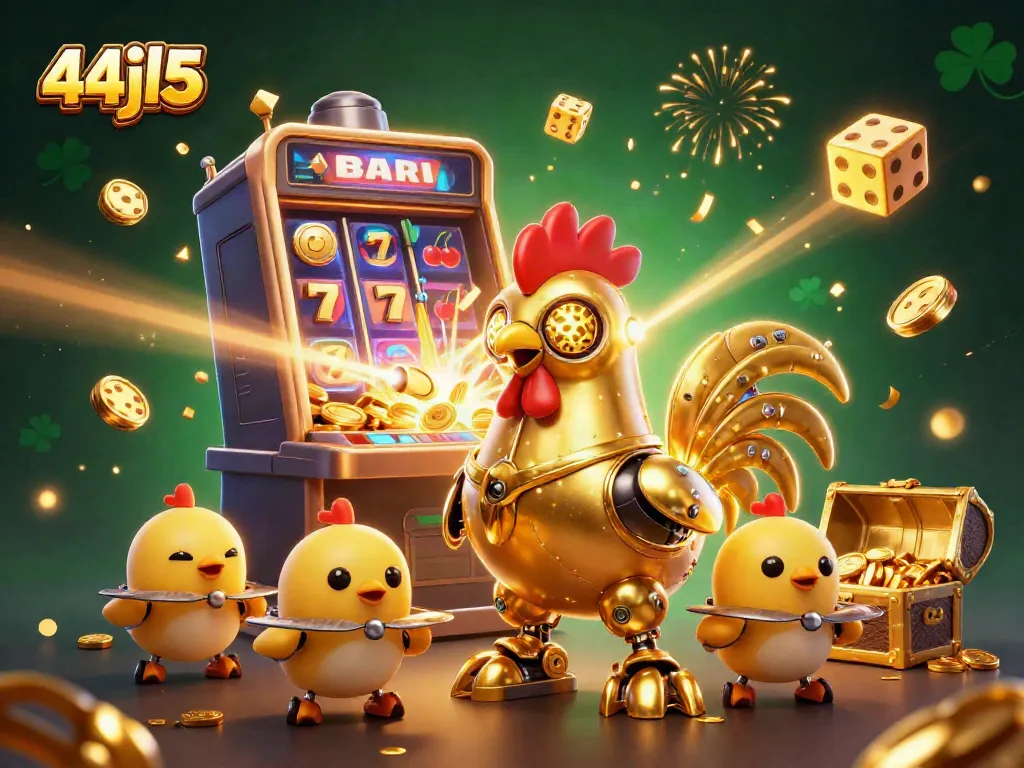 Engage with thrilling gaming at 44jl5, featuring slot machines and colorful casino elements.