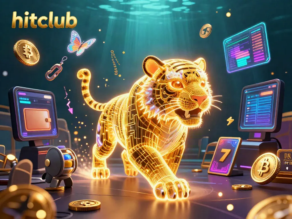 Experience the thrill of hitclub with a captivating 3D casino scene showcasing dynamic gaming elements and vibrant neon visuals.