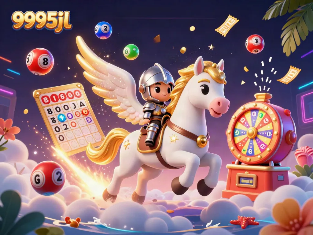 Engage with the 9995jl lottery theme featuring a celestial horse and vibrant festivities.