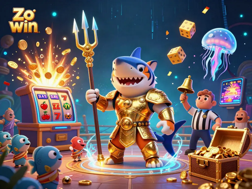 Experience thrilling wins with Zo win in a vibrant underwater casino scene full of excitement and energy.