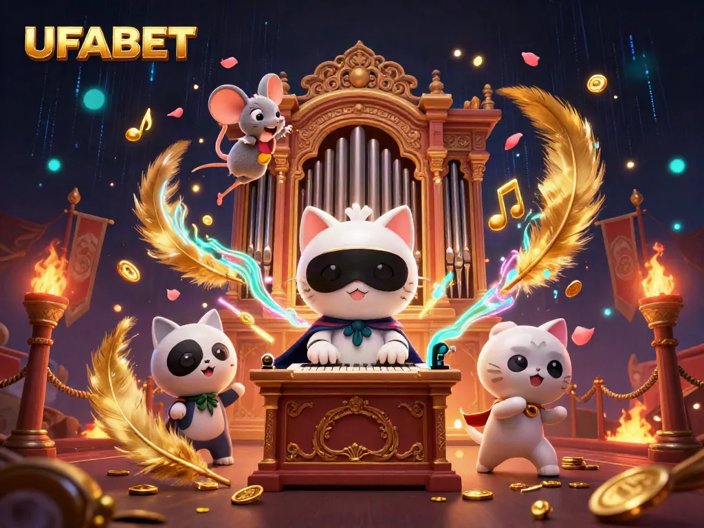 Experience the thrilling world of UFABET with dazzling casino elements in a dynamic 3D scene.