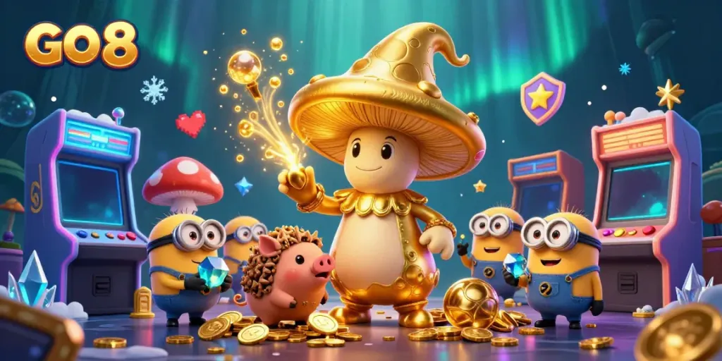 Engage with the magical theme of GO 8, featuring enchanting casino elements amid vibrant visuals.