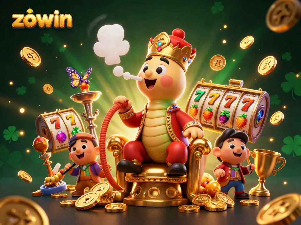Zowin offers an exciting casino experience with vibrant slot machines and cartoon characters, showcasing thrilling winnings.